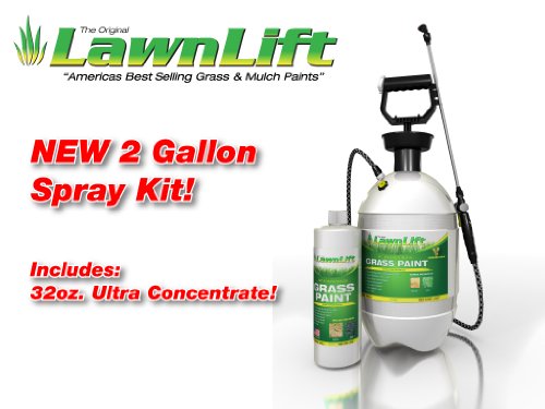 LawnLift Grass Paint Kit (Includes Professional 2 Gallon Sprayer & 32oz. Ultra Concentrated Grass Paint Bottle= 2.75 Gallons Usable Product and Covers up to 1,000 Square feet.