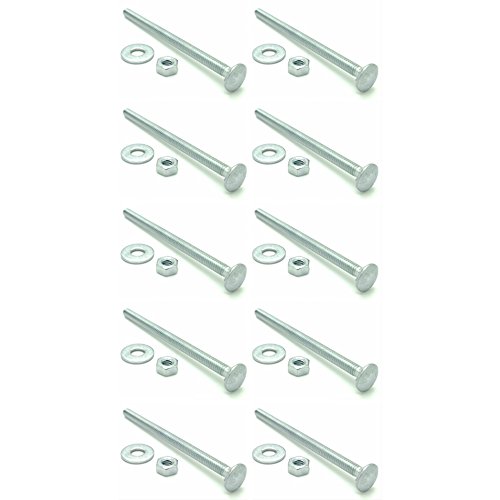 SNUG Fasteners (SNG329) Ten (10) 3/8-16 x 4 Long Carriage Bolts Set w/Nuts & Washers