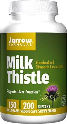 Jarrow Formulas Milk Thistle (Silymarin Marianum), Promotes Liver Health, 150 mg per Capsule, 200 Count