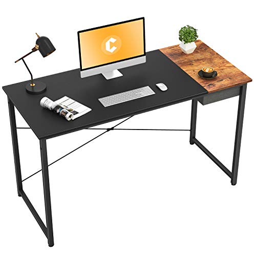 Cubiker Computer Desk 55' Home Office Writing Study Laptop Table, Modern Simple Style Desk with Drawer, Black Rustic