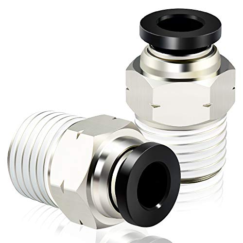 Tailonz Pneumatic Male Straight 1/4 Inch Tube OD x 1/4 Inch NPT Thread Push to Connect Fittings PC-1/4-N2 (Pack of 10)