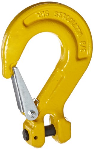 Indusco 47400301 Grade 80 Drop Forged Alloy Steel Clevis Sling Hook with Latch, Painted Finish, 3/8' Trade, 7100 lbs Working Load Limit