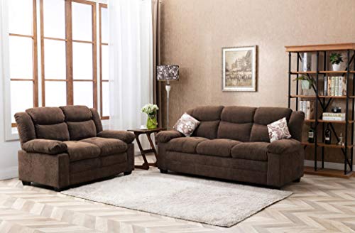 GTU Furniture Microfiber Sofa and Loveseat Living Room Set (Chocolate)