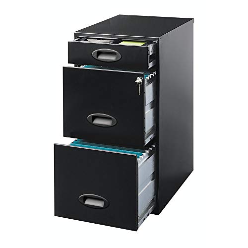 Realspace SOHO 3-Drawer Organizer Vertical File Cabinet, 27'H x 14 1/4'W x 18'D, Black