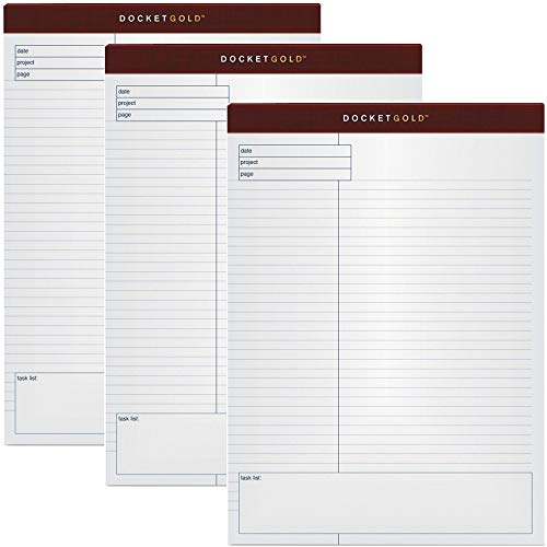 TOPS Docket Gold Planning Pad, Wide Rule, 8.5 x 11.75 Inches, White, 40-Sheet Pads (12 Pads per Pack)