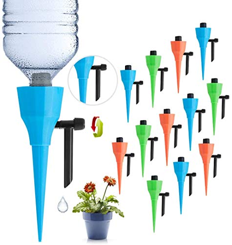 LAVIZO New Upgrade Plant Self Watering Spikes Devices, Automatic Irrigation Equipment Plant Waterer with Slow Release Control Valve, Plant Self-Watering Device Suitable for All Bottles -12 Pack