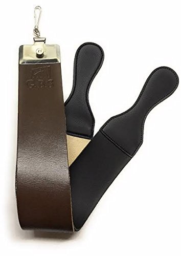 GBS Straight Razor Leather Strop 2.5' X 23.5' High Quality Barber's Razor Strop Cow Hide, Dual Straps with Swivel Clip. Great for Sharpening Straight Razors, Kitchen Cutlery & Fish Filet Bait Knives