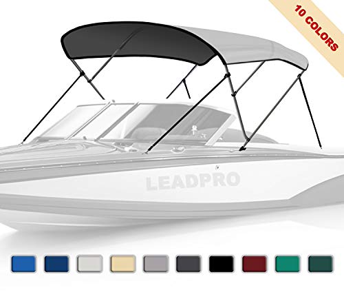 Leadpro 10 Optional Colors 13 Different Sizes 3-4 Bow Bimini Top Boat Cover (Light Grey, 3 Bow 6'L x 46' H x 67'-72' W)