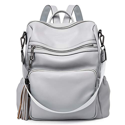 Backpack Purse For Women Fashion Leather Designer Travel Large Ladies Shoulder Bags with Tassel Gray