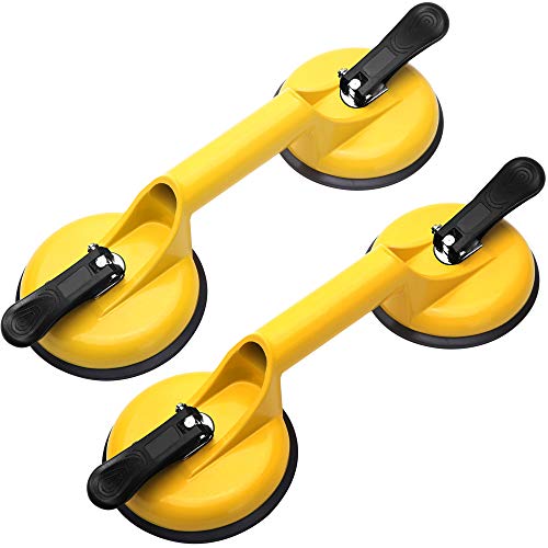 FCHO Glass Suction Cups Heavy Duty Aluminum Vacuum Plate Handle Glass Holder Hooks to Lift Large Glass/Floor Gap Fixer/Tile Suction Cup Lifter/Moving Glass/Pad for Lifting/Dent Puller (2 Pack)