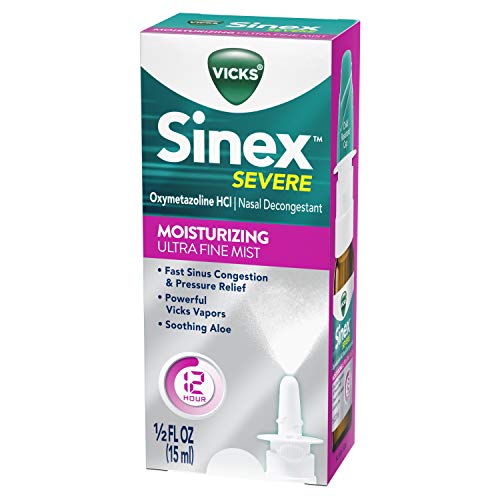 Vicks Sinex Severe Sinus Congestion Nasal Spray, 0.5 fl oz - Moisturizing Ultra Fine Mist with Soothing Aloe