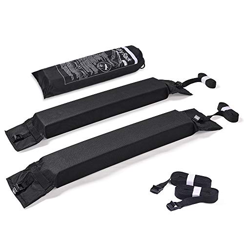 MICTUNING 2Pcs Universal Roof Rack Pads for Canoe Kayak Paddleboard Surfboard Snowboard Roof Lightweight Soft Roof Top Rack Pads with Storage Bag