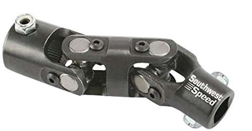 NEW SOUTHWEST SPEED DOUBLE STEERING U-JOINT, 3/4'-30 SPLINE TO 3/4' DOUBLE D, HIGH STRENGTH BLACK OXIDE UNIVERSAL JOINT WITH NEEDLE BEARINGS, FOR USE ON STEERING SHAFT COLUMN BOX RACK