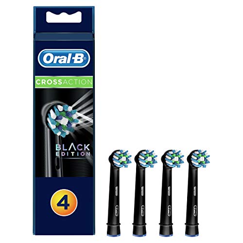 Oral-B Genuine CrossAction Replacement Black Toothbrush Heads, Refills for Electric Toothbrush, Angled Bristles for up to 100 Percent More Plaque Removal, Pack of 4