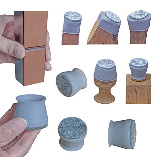 2020 New Chair Leg Covers, Felt Bottom Soft Silicone Furniture Foot Protector Pads, 16 Pcs Free Moving Table Leg Covers, Stool Leg Protectors Caps to Prevent Floor Scratches and Reduce Noise, Grey.