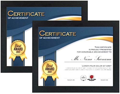 8.5 x11 Diploma Picture Frames (2-Pack) - Real Glass Front - Displays Certificates, Documents, and 8.5x11 Photos - Wood - Hang Vertically or Horizontally - Multi-Pack Degree Award Standard Paper