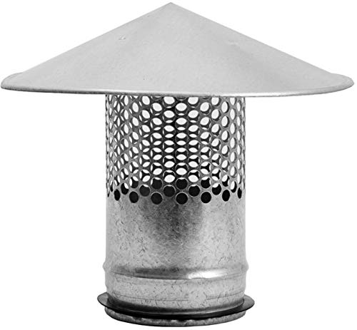 Round Roof Rain Cap HVAC Vent Galvanized Steel All Weather Rain Cap Roof Top Round Roof Vent with Rubber Gasket for Perfect Insulation Vent Cover (4'' Inch)