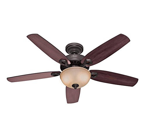 Hunter Builder Deluxe Indoor Ceiling Fan with LED Light and Pull Chain Control, 52', New Bronze