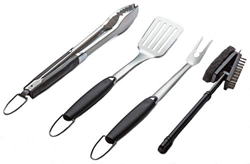 Simplistex Stainless Steel BBQ Grilling Tool Accessories Set w/Tongs, Spatula, Fork and Brush, for Outdoor Barbecue Grills (4 Piece Kit)