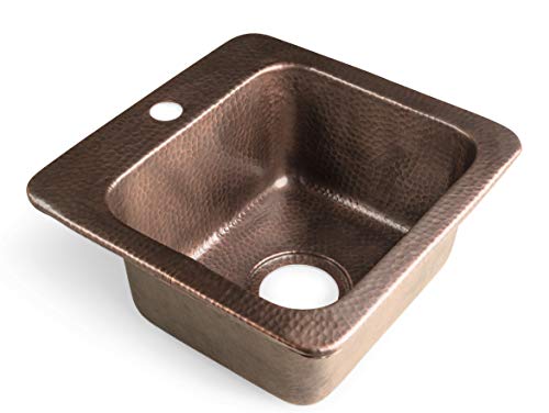 Monarch Abode 17092 Pure Copper Hand Hammered Baxter Bar Prep Single Bowl Kitchen Sink