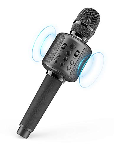 Karaoke Microphone Wireless Singing Machine with Bluetooth Speaker for Cell Phone/PC, Portable Handheld Mic Speaker Support Reverb/Duet