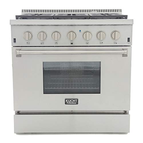 Kucht KRD366F-S Professional 36' 5.2 cu. ft. Dual Fuel Range for Natural Gas, Stainless-Steel, 36 inches, Classic Silver