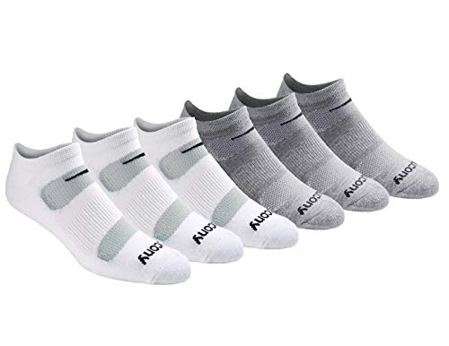 Saucony Men's Multi-Pack Mesh Ventilating Comfort Fit Performance No-Show Socks, Grey Fashion (6 Pairs), Shoe Size: 8-12