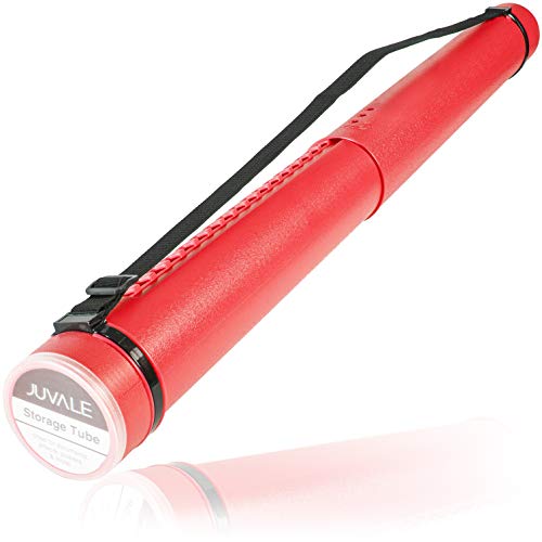 Poster Tube, Expandable Blueprint, Document, Art Storage Hard Plastic Tube 24 to 40 inches with Adjustable Shoulder Strap Waterproof and Light Resistance Carrying Case (Red)