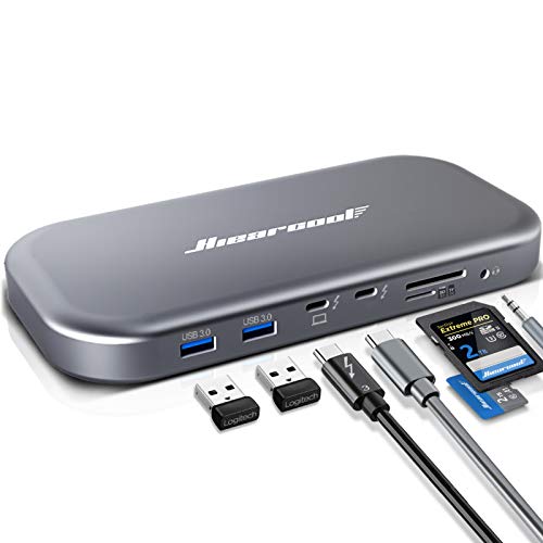 Thunderbolt 3 Dock, Thunderbolt 3 Docking Station, Hiearcool 8K Triple Display USB C Docking Station for MacBook and Windows 12 in 1 Laptop Docking Station
