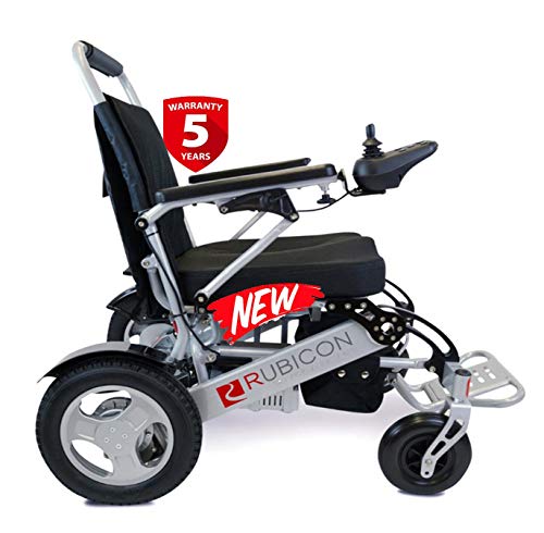 Rubicon Best Rated Exclusive Dual “500W” Motors Deluxe Electric Wheelchair for Adults. All Terrain Heavy Duty Lightweight Foldable Dual Battery Travel Power Wheelchairs. (Silvera)