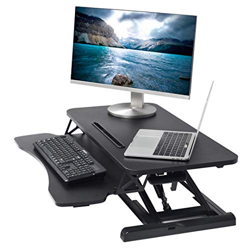 32 inch Standing Desk Converter for Laptop Ergonomic Table Top Workstation Riser Adjustable Sit to Stand Computer Desk with Keyboard Tray for Home & Office