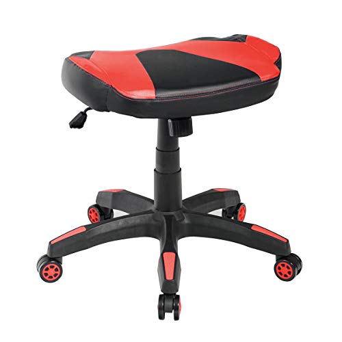 Giantex Multi-Use Gaming Footstool, Height Adjustable Faux Leather Spare Chair, 360° Swivel Rolling Stool Perfect for Gaming Chair, High Back Office Chair, Ergonomic Racing Chair (Red)
