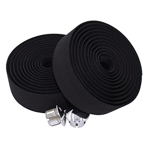 KINGOU Black EVA Road Bicycle Handlebar Tape Bike Bar Wraps - 2PCS Per Set