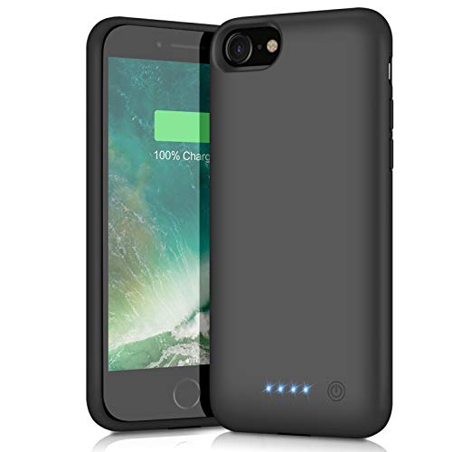 QTshine Battery Case for iPhone 6/6s/7/8, Upgraded [6000mAh] Protective Portable Charging Case Rechargeable Extended Battery Pack for Apple iPhone 6/6s/7/8 (4.7') - Black