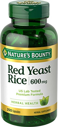 Nature's Bounty Red Yeast Rice Pills and Herbal Health Supplement, Dietary Additive, 600mg, 250 Capsules