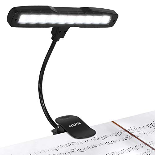Kootek Clip On Book Lights Music Light Stand 10 LED Orchestra Lamp Adjustable Neck Reading Light Rechargeable USB Desk Lamp