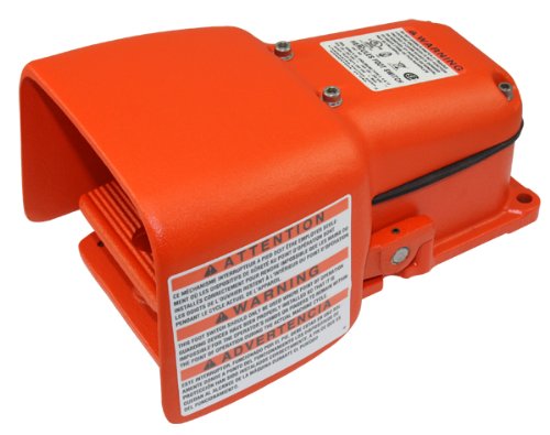 Linemaster 531-SWH Hercules Foot Switch, Electrical, Single Pedal, Momentary, Single Stage, Full Aluminum Guard, Orange