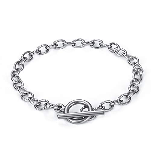 Chain 5Pcs Bracelets Stainless Steel Link Bracelet Connectors with OT Toggle Clasps Jewelry Findings for Women Girls