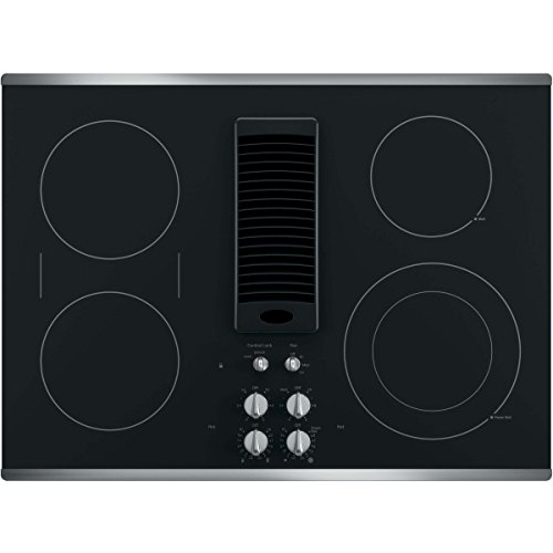 GE Profile Series 30' Downdraft Electric Cooktop Black Glass with Stainless Steel Trim PP9830SJSS