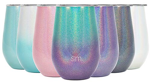 Simple Modern Spirit 12oz Wine Tumbler Glass with Lid - Vacuum Coffee Mug Stemless Cup 18/8 Stainless Steel Ombre: Aurora