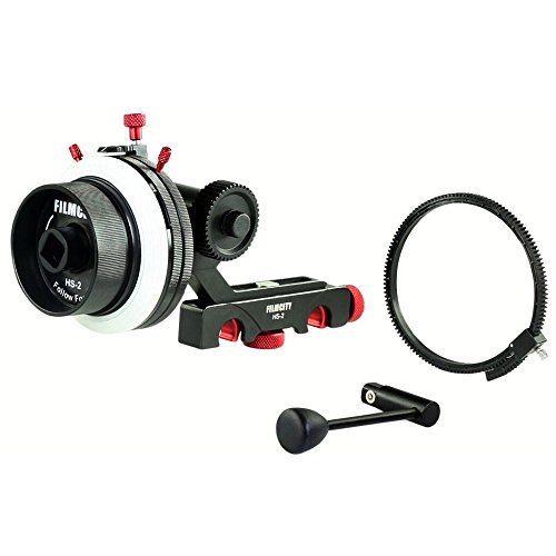 FILMCITY HS-2 Professional Hi-Grade Follow Focus with A/B Hard Stops, Flexible Gear Belt & Speed Crank | for 15mm Rod Support & DSLR Video Camera Stabilizer Shoulder Rig (HS-2)
