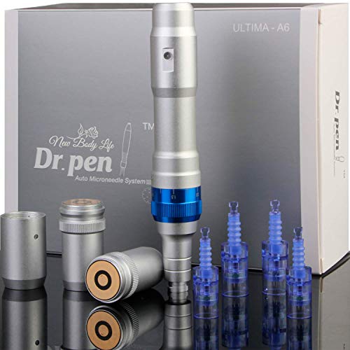 Dr. Pen Ultima A6 Professional Microneedling Pen - Electric Wireless Derma Auto Pen - Best Skin Care Tool Kit for Face and Body - 4 Pcs (2x 12 pins, 2 x 36 pins) Cartridges