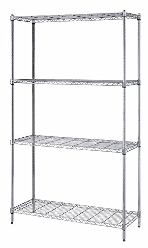 Quantum Storage 4-Shelf Adjustable Wire Shelving Unit, 300 lb. Load Capacity per Shelf, 72 H x 42 W x 24 D, Chrome Finish