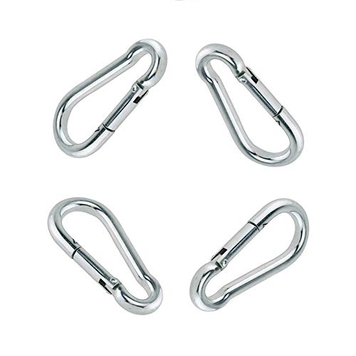 Mydio Set of 4 Silver Spring Snap Hook Stainless Steel 304 Clip Keychain,