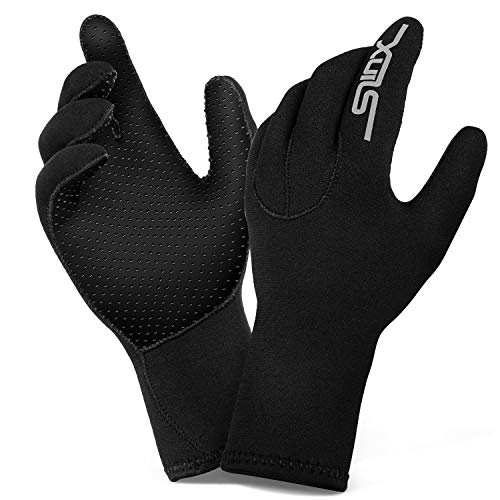 ZIPOUTE Neoprene Diving Gloves, 3MM Five Finger Wetsuit Gloves for Scuba-Diving，Snorkeling, Surfing, Kayaking, Cleaning Pond and All Water Activities for Men and Women