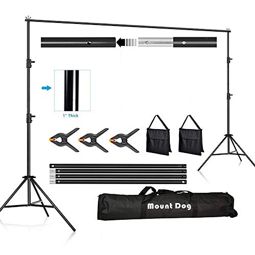 MOUNTDOG Backdrop Support Stand 10x6.5ft Adjustable Photography Studio Background Support System Kit with Carrying Bag for Photo Video Shooting