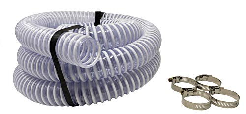 Sealproof 1.5' Pool Filter Pump Connection Hose for Above Ground Pools, 12 FT x 1-1/2 Inch Premium Quality Kinkproof PVC, Made in USA | Cut to Desired Length, Includes 4 Hose Clamps