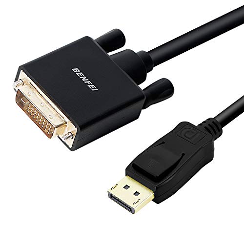 DisplayPort to DVI Adapter, Dp Display Port to DVI Converter Male to Male Gold-Plated Cord 6 Feet Black Cable for Lenovo, Dell, HP and Other Brand