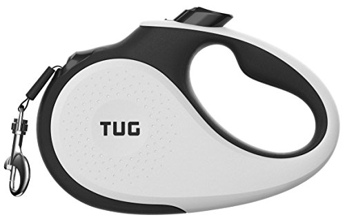 TUG 360° Tangle-Free, Heavy Duty Retractable Dog Leash for Up to 55 lb Dogs; 16 ft Strong Nylon Tape/Ribbon; One-Handed Brake, Pause, Lock