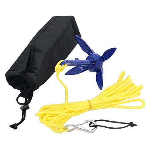 Kayak Anchor, with 16.4 Ft Marine Rope, Spring Hook, Storage Bag, Portable Folding Anchor Buoy Kit, Docking Anchoring Equipment for Fishing Kayaks, Canoe, Jet Ski, Paddle Board and Small Boats